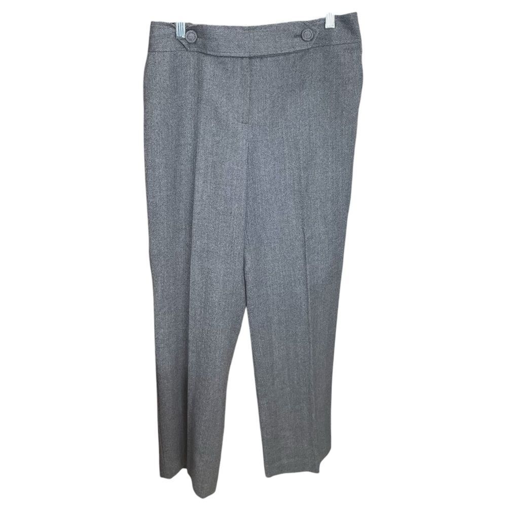 Talbots Black/Gray Herringbone Tweed Wool Blend Trousers Pants Womens Size 10